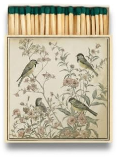Curator Home Luxury Gift Long Safety Matches I Stylish Square Matchbox (Songbirds)