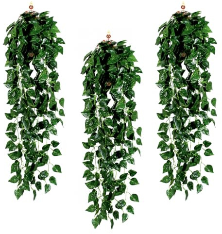 PickGenie 3 Piezas Plantas Artificiales Colgantes 100 cm Hiedra Artificial | Planta Artificial Colgante Plantas de Plástico Adecuadas para la Decoración de Paredes de Jardín Interiores y Exteriores