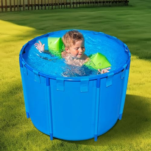 Tanque plegable para estanque Koi, acuario de patio trasero de 39 pulgadas de alto, estanque de peces de lona con válvula de drenaje, 8038L/2123GAL (3,2 x 1 m) para almacenamiento de agua al aire