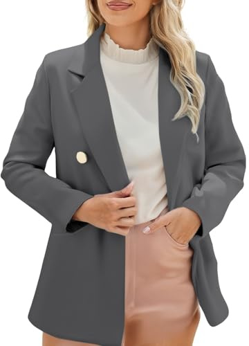 Long Blazer för kvinnor, stora storlekar, blazer, elegant, sportig sweatblazer | Cardigan ledig kostymjacka enfärgad övergångsjacka dam blazer öppen front kontor affärsjackor arbete kostym kavaj