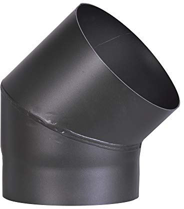 FIREFIX R200/B4O Ofenrohrbogen aus 2 mm starken Stahl (Rauchrohr) in 200 mm Durchmesser, für Kaminöfen und Feuerstellen, Senotherm, schwarz, 45 Grad, ohne Reinigungstür