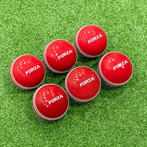 FORTRESS Cricket 'Incrediballs' [6-pack] – senior/junior cricketbollar | skumbollar med traditionella sömmar | cricketträning och övning – rosa eller röd cricketboll (röd, junior)