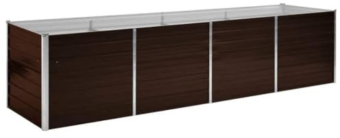 vidaXL Odlingslåda upphöjd brun 320x80x77 cm galvaniserat stål