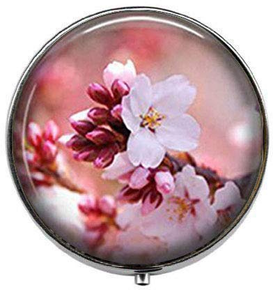 Boîte à pilules en verre Motif fleurs de cerisier
