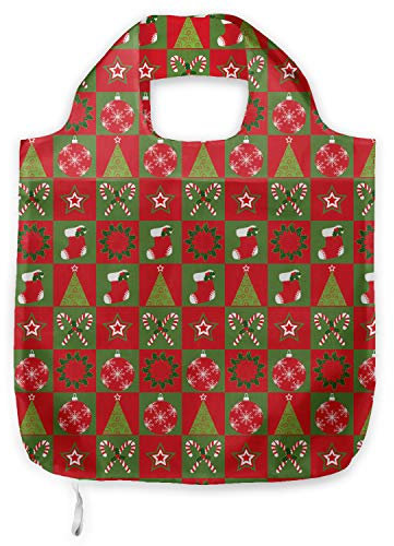 ABAKUHAUS Weihnachten Lebensmittels Tragetasche aus Stoff, Heiligabend Ornaments, Praktische Einkaufstaschen Umweltfreundliche Wiederverwendbare, Olivengrün Weiß