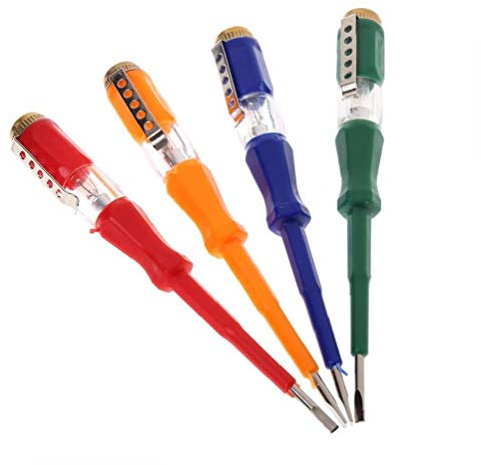 Testeur De Tension Lumière Périphérique Tournevis Test Pen Pratique Utilitaire Main Tournevis Plat Électrique 1pc Couleur Aléatoire