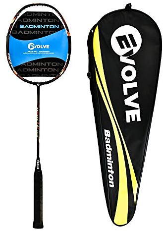 Evolve 8-64 Badmintonracket med högspänningssträng | 8U ultralätt 40T högmodulus grafit | professionell lätt racket med fodral för män, kvinnor (set med 1)