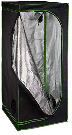 Relaxdays Tenda per Coltivazione Idroponica, Serra per Piante da Interno, Telo Riflettente HLP: 180x80x80 cm, Nero Verde