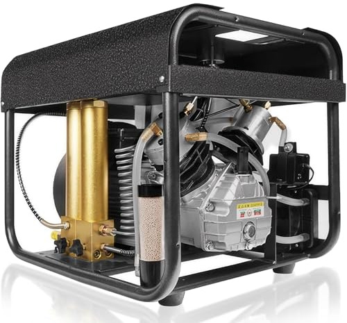 Compresor de aire PCP de 4500 Psi, sistema de enfriamiento de agua y ventilador incorporado, filtro de filtración de dos etapas, versión de parada automática, para tanque de buceo con rifle de aire