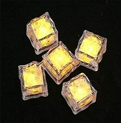 MODOAO Light Up Ice Cubes Light, 12 Pack for Drinks Yellow LED Liquid Sensor Ice Cubes Lamp Neon Light up ice Cubes, for Christmas Party Wedding Club Bar Champagne Tower Decoration