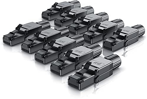 CSL - 10 x Netzwerkstecker Feldkonfektionierbar RJ45 CAT 6/7/8 - Geschirmt 40 GBit/s 2000 MHz Ethernet Werkzeuglos LAN Kabel - Crimpstecker Steckverbinder für Netzwerkkabel Verlegekabel