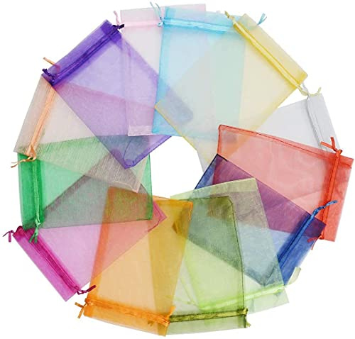 Voarge 100 Stücke Organza Säckchen Klein, 7 x 9 cm Organzabeutel Organzasäckchen Hochzeit Säckli Beutel Geschenk Schmuckbeutel, Partyhochzeitsbevorzugung Schmuckbeutel (Farbe)