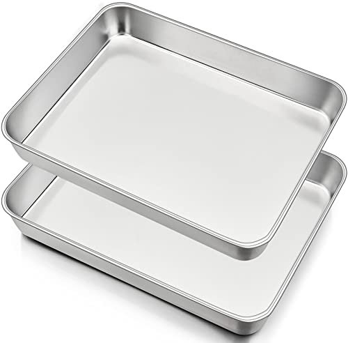 HaWare Backblech, Edelstahl Rechteckig Auflaufform Fettpfanne Ofenform Backofen 2er Set, 31x24x5cm, Tiefes Ofenblech Kuchenblech zum Backen/Braten/Servieren, Ungiftig ＆ Gesund, Spülmaschinenfest