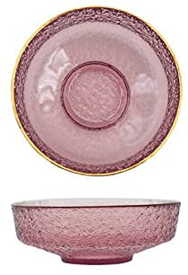 caihuashopping Bol de Service Verre Bol à la Maison Dîner à la Maison Golden Edge Cristal Verre Céramique Salade de Salade Transparent Petit déjeuner Col Facile à Nettoyer (2 PCS) Saladier Verre