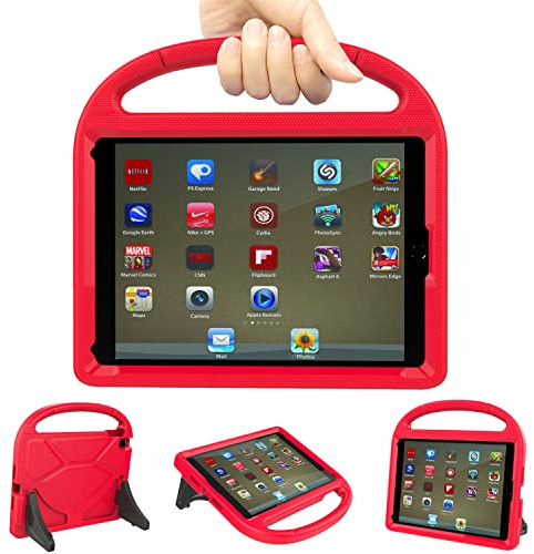 TrendGate iPad 9,7 Hülle für Kinder 2018/2017 iPad 6./5. Generation – Rot | Leichte, stoßfeste, Sturzsicher, EVA, mit Griff und Zwei Winkeln Ständer, Fit iPad Air/iPad Air 2/iPad Pro 9,7 Zoll Tablet