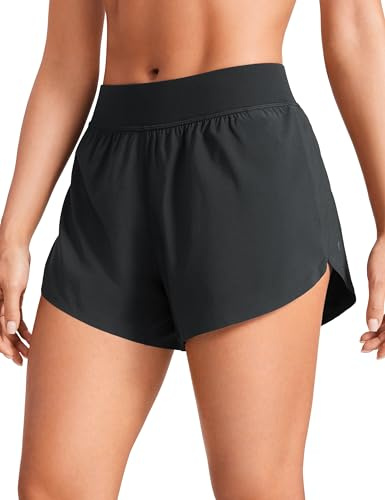 CRZ YOGA Shorts Course Taille Moyenne 10cm | Fentes Latérales, Doublure Maille, Séchage Rapide,Entraînement, Léger, Respirant, pour Femme