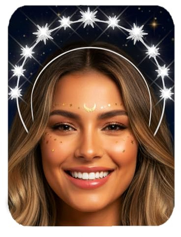 Zoestar Serre-tête, auréole d'étoiles, strass argentés, diadème céleste en cristal scintillant pour femme, accessoire pour cheveux pour femme, 1 pièce (argent 1)