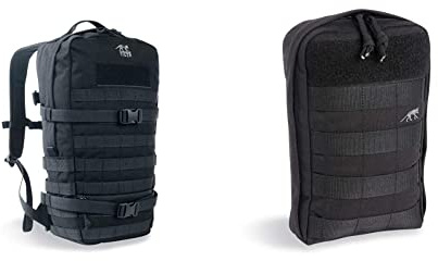Tasmanian Tiger TT Essential Pack L MKII Molle Kompatibler 15L Daypack Outdoor Rucksack (Schwarz) & TAC Pouch 7 Black Schwarz