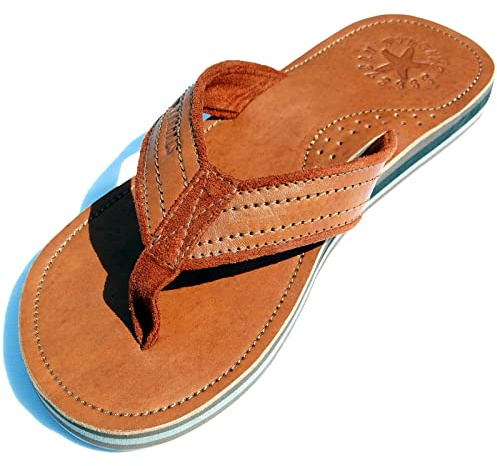 Seestern Sportswear Herren Leder Zehentrenner Zehensandale Zehensteg Sandalen Gr.40-50 /FBA_2364.bw Braun EUR 40