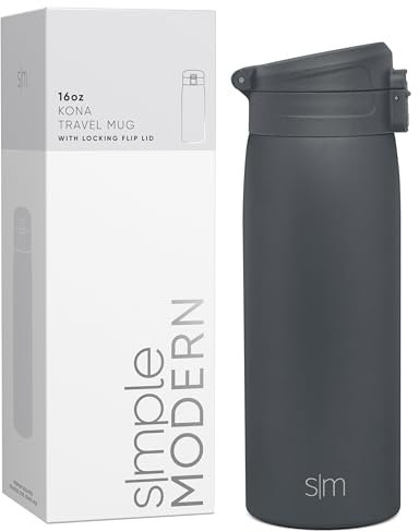 Simple Modern Thermobecher Kaffeebecher to go mit Schnappdeckel | Isolierbecher Edelstahl | Geschenke für Frauen und Männer | Kona | 470ml | Graphite