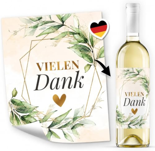 Einladungskarten Manufaktur Hamburg 8 Flaschenetiketten selbstklebend | Etikett Danke Bedanken Danke sagen - Flaschen Aufkleber für Wein oder Sekt