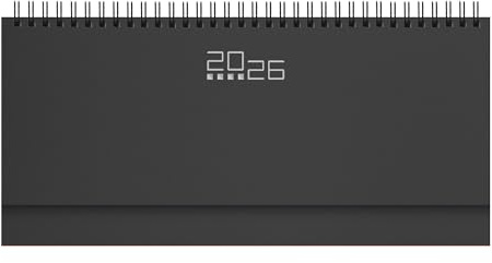 Planning hebdomadaire de table 2026, calendrier de bureau, planification en spirale de table 30 x 14 cm environ, hebdomadaire planificateur de bureau. (Noir)