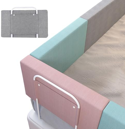 Mgchowue Bettgitter, 50cm/60cm Bettschutzgitter Rausfallschutz Bett für Kinder Verformbar Bettkantenschutz, 5 Loch Höhenverstellbar, Absturzsicheres (Color : Gris, Size : 150cm(50cmx3))