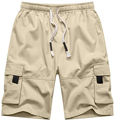 NANAMEEI Shorts et Bermudas Shorts Cargo en Coton Homme Cargo Outdoor Tailles Grandes de Travail Loose Fit Beige L