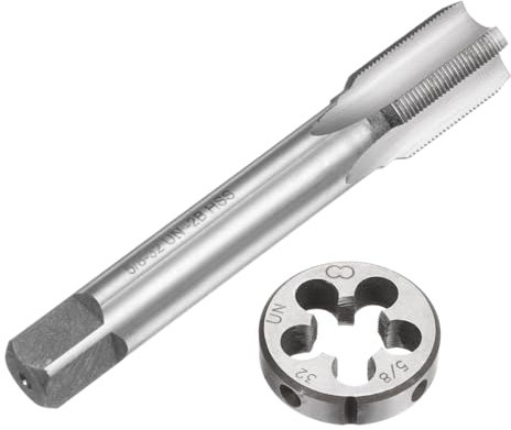 QUARKZMAN 2-teiliges Gewindebohrer- und Schneideisen-Set, 5/8-32 UNS Gewindebohrer & Rund-Schneideisen, Gewindeschneidwerkzeug-Set für Muttern, Schrauben und Gewindereparatur