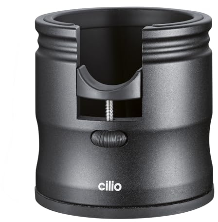 cilio Tamperstation BARISTA, höhenverstellbar, eloxiertes Aluminium | Haltestation, für 51 mm, 54 mm und 58 mm, standfest, eloxierte Aluminiumlegierung, hochwertiger Kunststoff