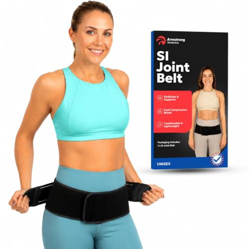 ARMSTRONG AMERICA SI Belt Sacroiliac Belt for Women and Men - SI Joint Belt, Sciatica Brace and Trochanteric Belt - Hip Support Brace for Pelvic Stability and Lower Back Support (Small 25-29)