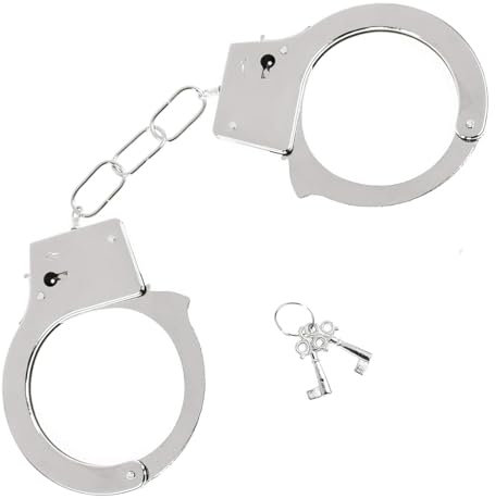 Menottes Classiques - avec 2 clés -Menottes Professionnelles, Menottes en métal avec clés Enfants Toy Menottes de Métal Accessoire Menotté Pretend Jouer Props Costume Cosplay Hero Jeux