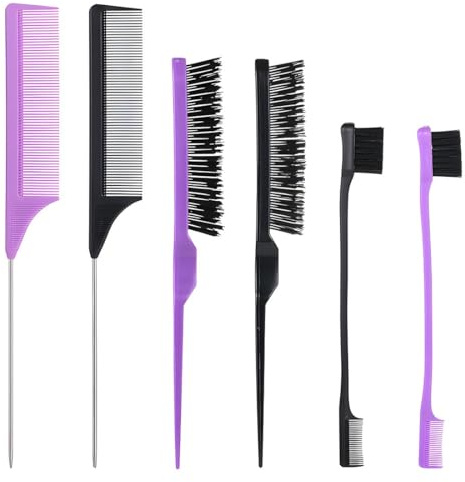 EAVUYIS Edges Brush, 6 Stück Sleek Bun Bürste Für Sleek Zopf, Teasing Brush Haarbürste Borstenkamm Baby Hair Brush Toupierbürste Babyhaare Geeignet Für Friseur Dame Baby Kind
