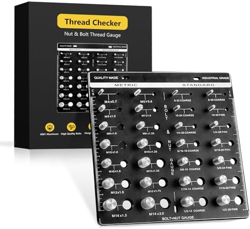 Thread Checker, Bolt Identifier Board, Bolt and Nut Thread Checker,14 Metric & 14 Standard Sizes, Bolt Size and Thread Gauge, Bolt and Nut Identifier Gauge
