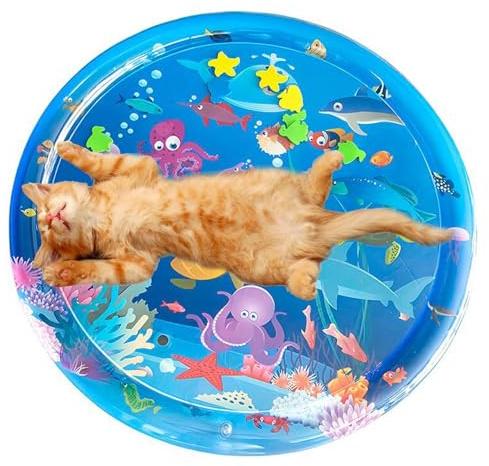 Funny Water Mat - Alfombrilla térmica con sensor de gatos, cojín de agua, tapete de abdomen para el hogar, viajes