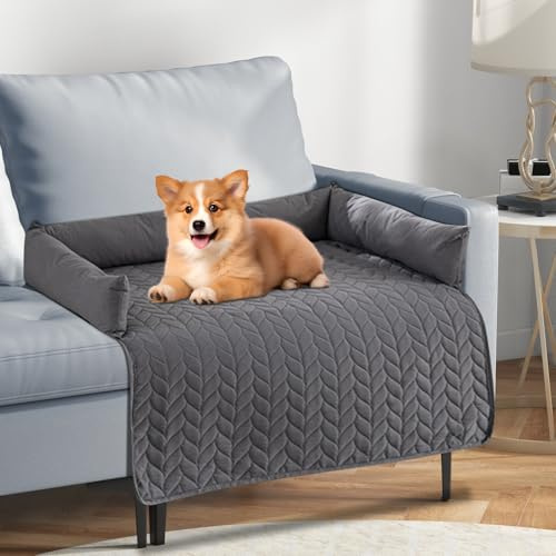 Colchoneta Perro Grande, Cama Perro Grande Impermeable Lavable y Antideslizante, con Borde Suave, Cojin Perro Extraíble, Colchonetas para Perros para Sofá y Coche, Dog Bed Gris Oscuro, 75x75 cm