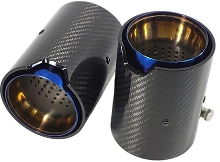 WANGBINGXING Auspuffblende 2 Stück 70MM Auto Spitze Schalldämpfer Real Carbon Fiber Grilled Blue Style Auspuff Endrohr