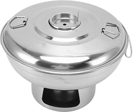 Chinesische Kupferpfanne, Hot Pot aus Edelstahl, tragbarer chinesischer Kleiner Trockeneistopf, Outdoor-Kocher for Picknick, Camping, Küche (Gold)(Silver)