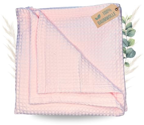 Malino Premium Babydecke aus 100% Baumwolle - Waffelpique 75x100 cm Rosa - Weiche Decke für Baby & Kleinkinder - Unisex für Mädchen Jungen Kinderwagen - Blush Rose