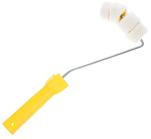 AUTSUPPL 4-Wheel Tube Roller Brush Handle, Small Wall Paint Roller Brush for Home Painting, Acrylic Medium White Bristle Multi-Wheels Painting Tool for Gas Pipe and Corner Surfaces