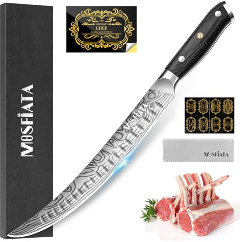 MOSFiATA Butcher Boning Knife, 10.5 inch Sharp Filleting Knife German EN1.4116 Stainless Steel for Meat and Fish Kitchen Knife with Ergonomic Handle Gift Box