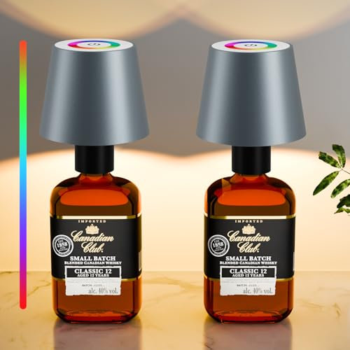 brightower LED Tischlampe mit RGB,5200mAh Touch Kabellose Flaschenlampe, IP54 stufenloses Tischleuchte für Restaurants im Innen- und Außenbereich, Bars, Schlafzimmer&Camping (Grau 2 Stück)
