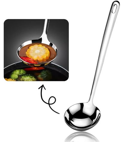 Louche de Cuisine 30 cm, Pour servir et écoper les soupes et les ragoûts, acier inoxydable au look mat, Accessoires de Cuisine lavables au Lave-Vaisselle