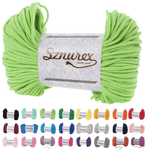 Makramee Garn 5mm x 100m Baumwollschnur Perfekt für DIY, Garn für Makramee-Schnur über 50 Farben Oeko-TEX Zertifiziert - Baumwollkordel, Baumwollgarn mit Polyesterkern