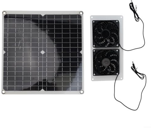 Zeroupshop Kit de ventilador de energía solar, calentador solar de invernadero de 30 W 18 V para el hogar, invernadero, mascota, perro, gallinero, panel solar de camping, ventilador de escape solar