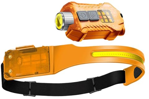 Lampada frontale a LED, con sensore di movimento, faro a fascio largo, impermeabile, faro a LED con fascio largo di 230 gradi e sensore di movimento, lampada frontale impermeabile con torcia laterale