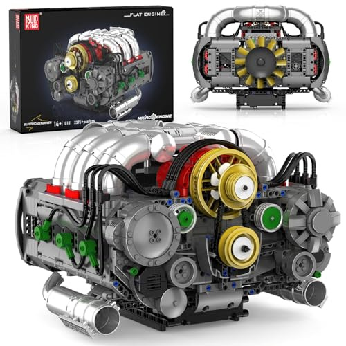 Mould King 10181 Technik Boxermotor Klemmbausteine Bausatz,Motor Technologie Sportwagen Elektromotorantrieb Kit Enthält Motor und Batteriekasten (2375 Teile+)