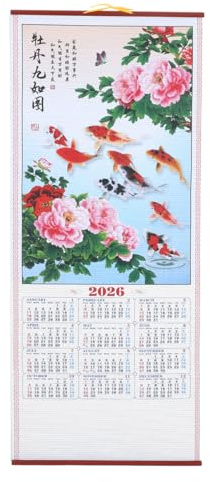Operitacx Chinese Year Wandkalender Pferdejahr Imitation Rattan Feng Shui Hängende Scroll Kalender Mit Ausreichend Für Notizen Für Home Office