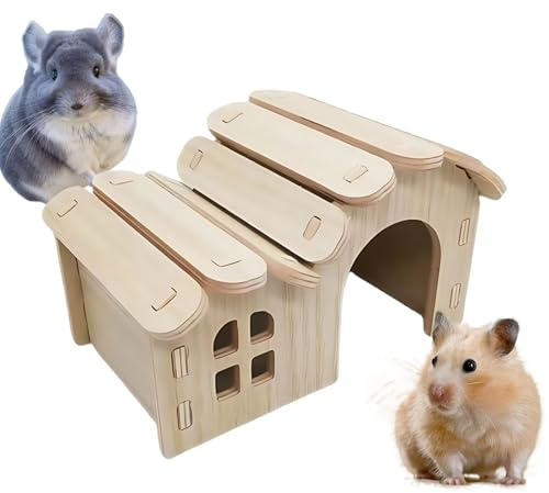 Maisonnette Pour Hamster Maison en bois pour gerbille, abri sommeil