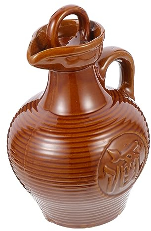 HOMOBABE Vintage Ceramic Wine Jug 500ml Portable Wine Kettle Handle Food-Grade Ceramic for Home and Restaurant Serving